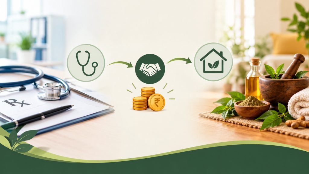 Ayursh Doctor Referral Network: How Doctors Can Refer Patients for Home Ayurvedic Care & Earn Commission