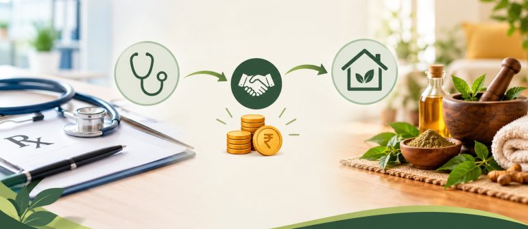 Ayursh Doctor Referral Network: How Doctors Can Refer Patients for Home Ayurvedic Care & Earn Commission